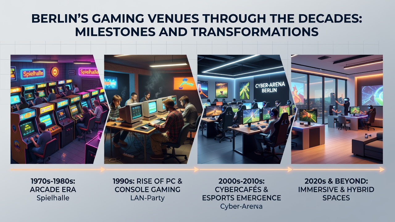 Modern Berlin gaming hall interior showing digital terminals alongside classic table games